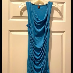 A spandex, blue dress